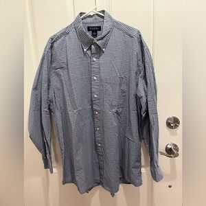 Brooks Brothers 100% Cotton Classic Fit Tattersall Blue/White Size XL